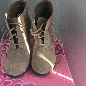 Franco Sarto Beige Lace-Up Boots